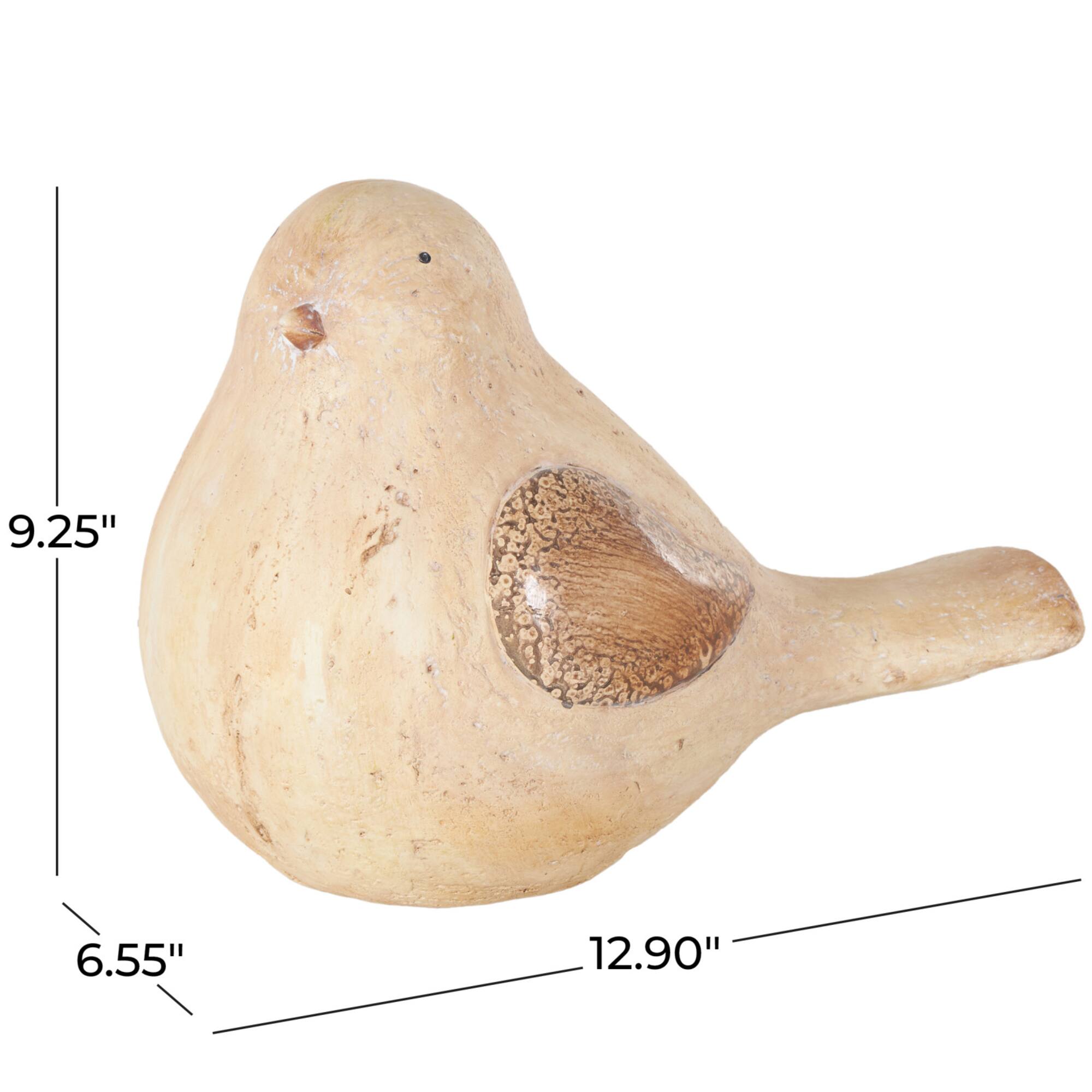 9.25" Cream & Brown Magnesium Oxide Bird Sitting Garden Sculpture